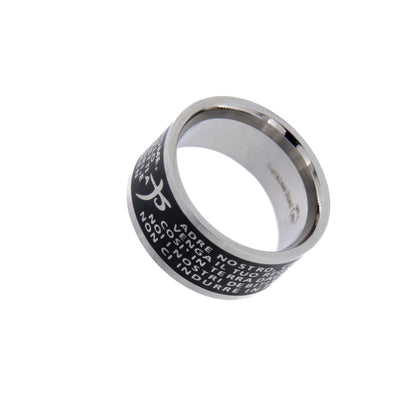 Anello con preghiera "Padre nostro" in acciaio smaltato