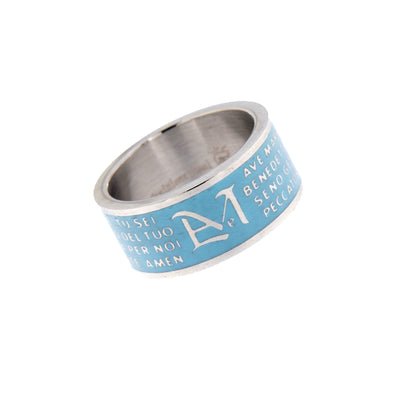 Anello con preghiera "Ave Maria" in acciaio smaltato