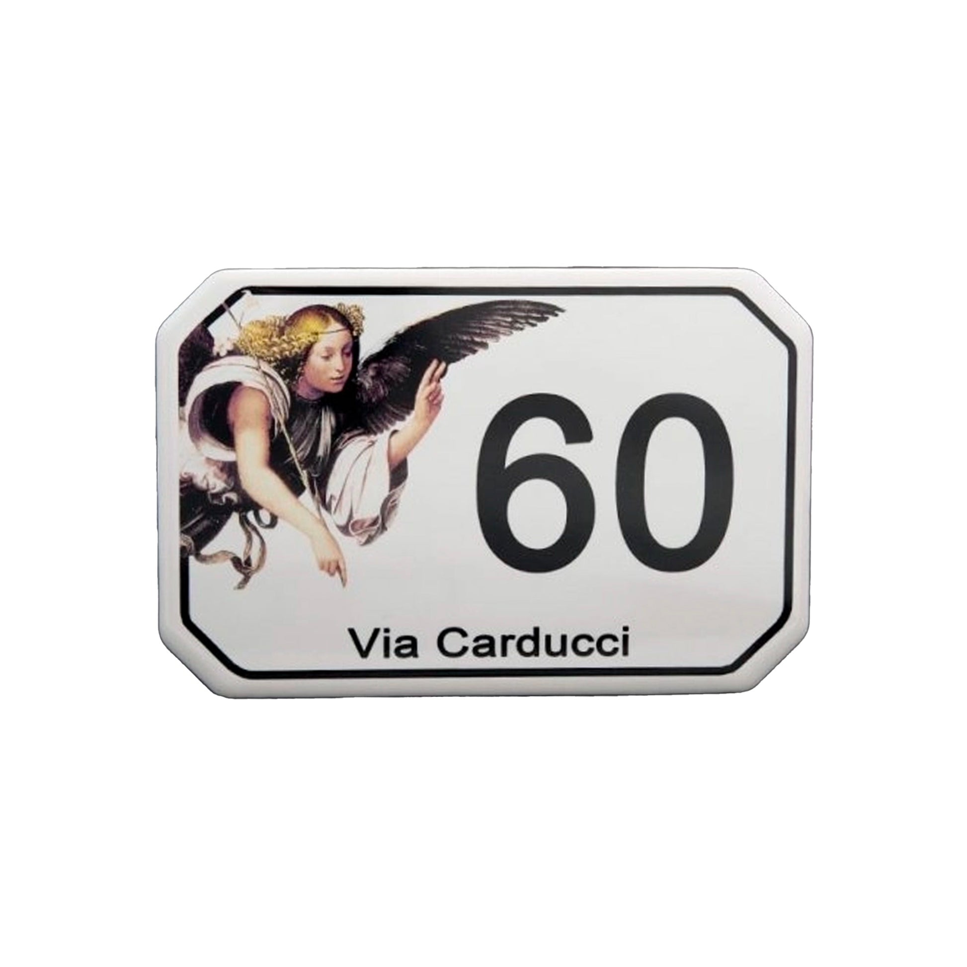 Targa ottagonale in ceramica da personalizzare. Dimensioni 17,5x11,5 cm