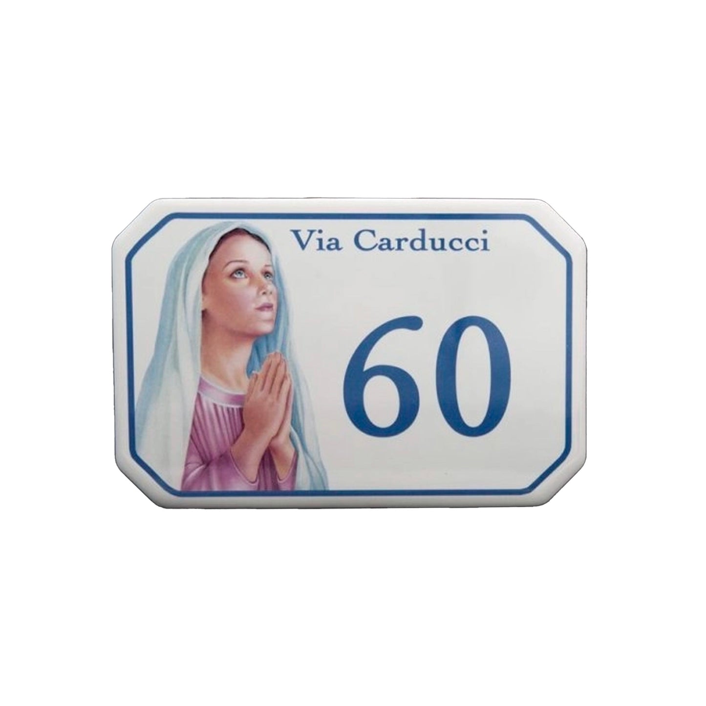 Targa ottagonale in ceramica da personalizzare. Dimensioni 17,5x11,5 cm