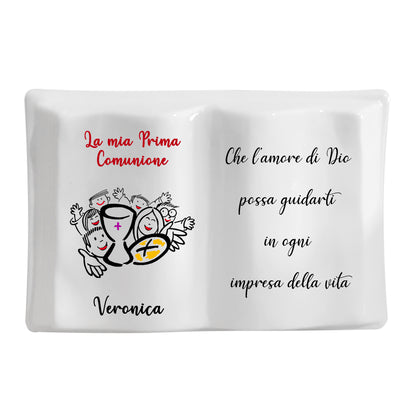 Libretto aperto in ceramica da personalizzare. Dimensioni 6x8 cm