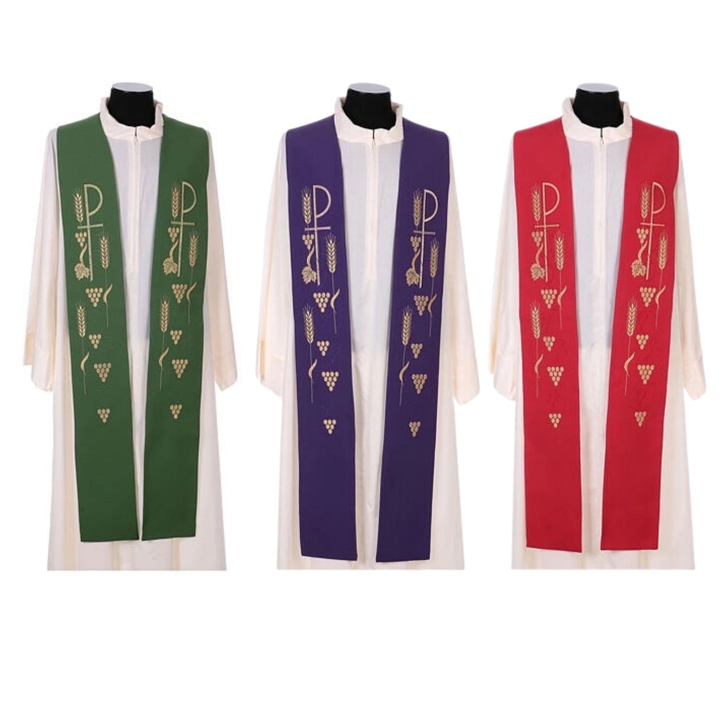 Stola sacerdotale con ricamo Simbolo Pax dorato