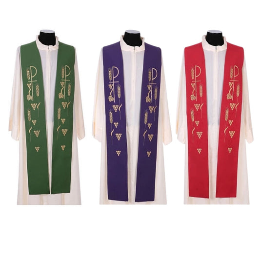 Stola sacerdotale con ricamo Simbolo Pax dorato