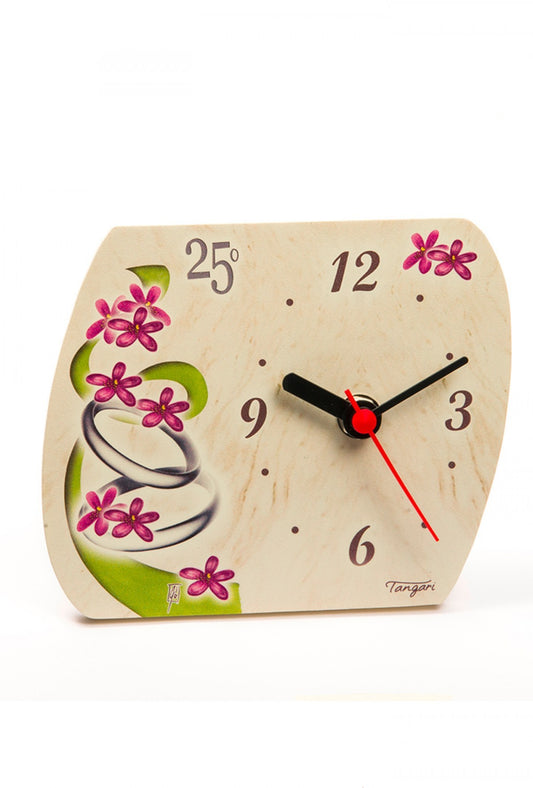 Orologio da appoggio  in legno dipinto. Dimensioni 20x16 cm