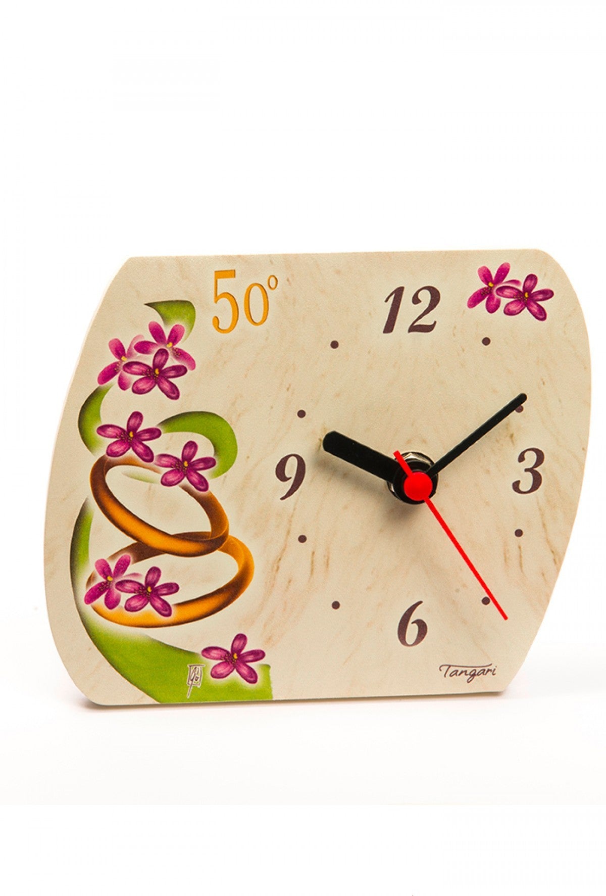 Orologio da appoggio  in legno dipinto. Dimensioni 20x16 cm
