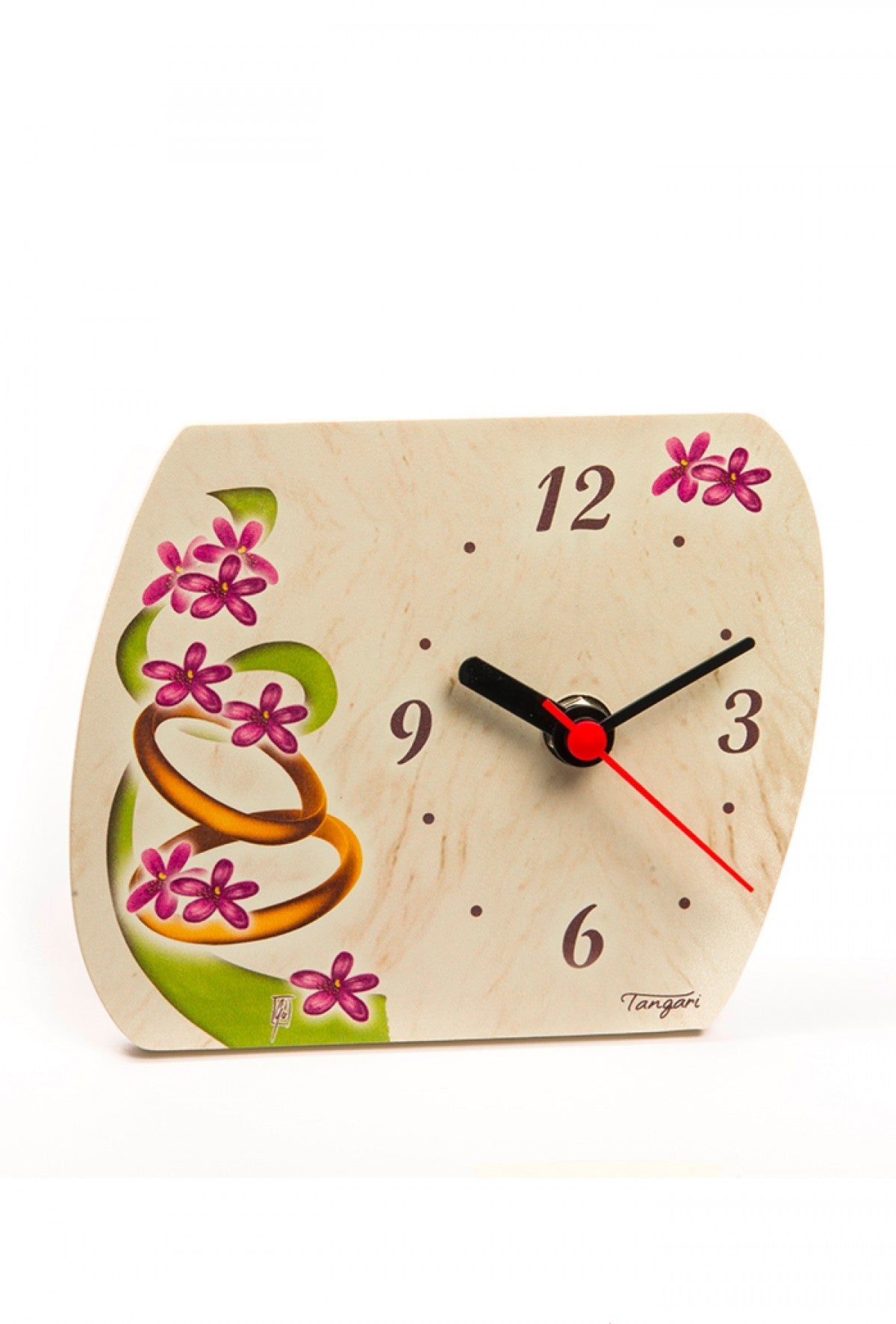 Orologio da appoggio  in legno dipinto. Dimensioni 20x16 cm