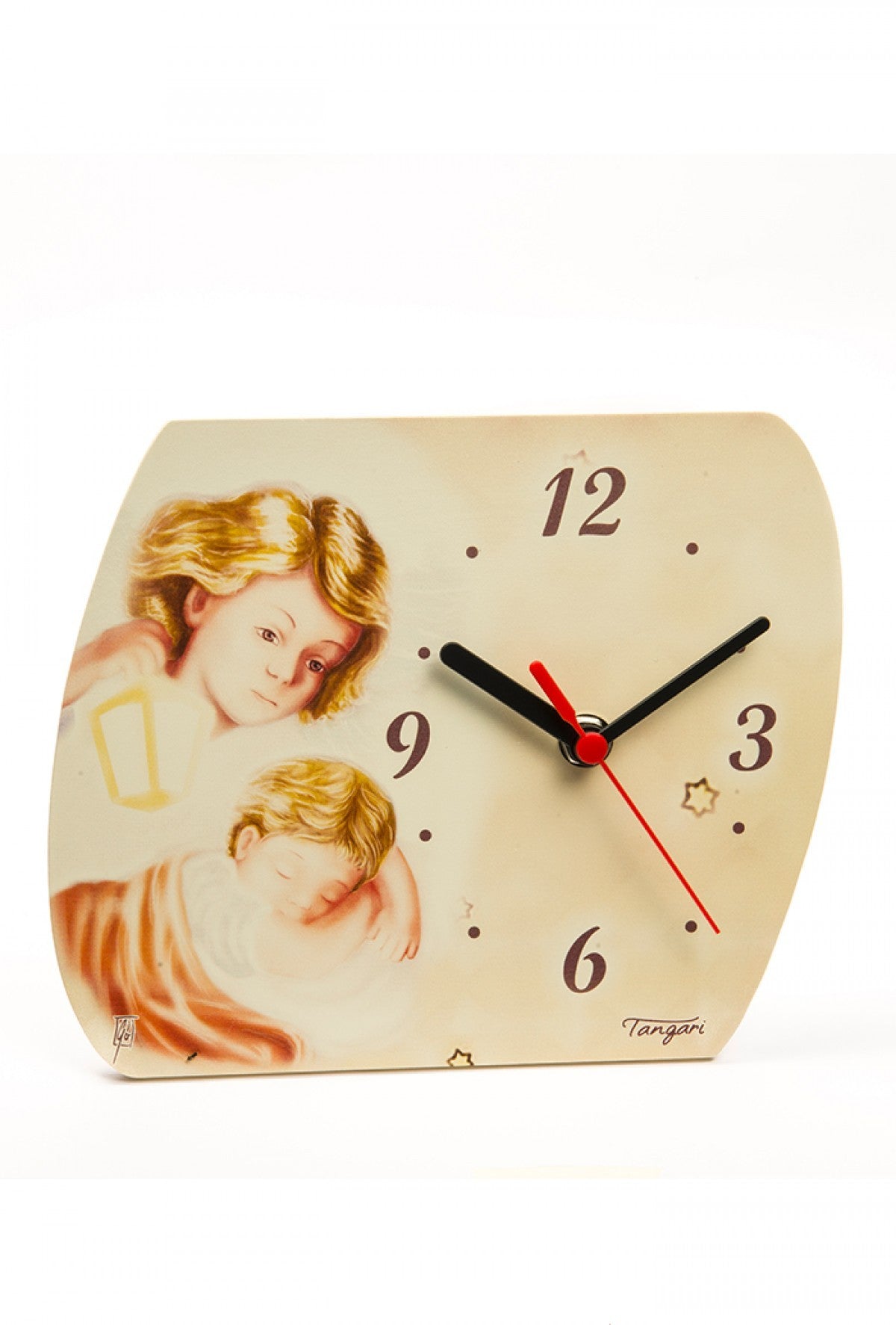 Orologio da appoggio  in legno dipinto. Dimensioni 20x16 cm