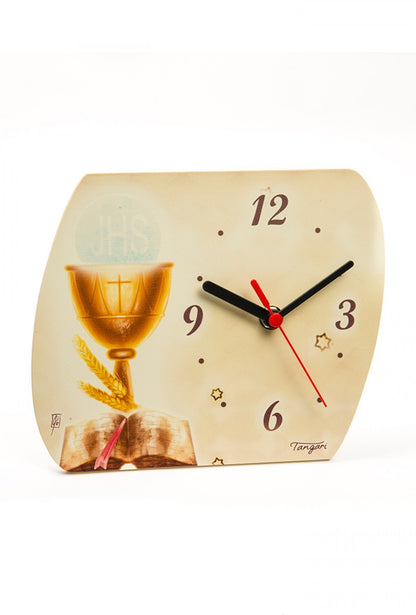 Orologio da appoggio  in legno dipinto. Dimensioni 20x16 cm