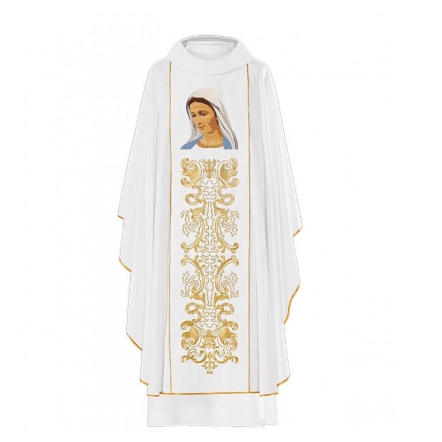 Casula mariana con ricamo Volto Madonna Immacolata. Misto poliestere