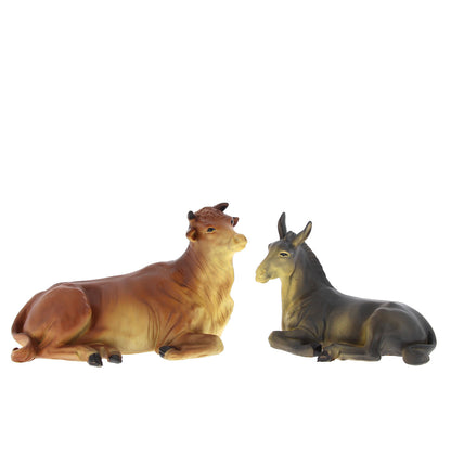 Set presepe composto da 10 soggetti in resina. Altezza 25 cm
