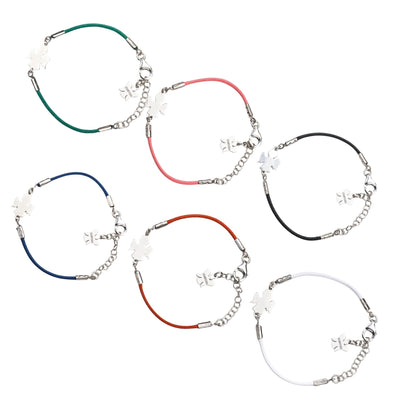 Bracciale bimbo in corda cerata e Angelo in argento 925 rodiato. Lunghezza 13+3 cm