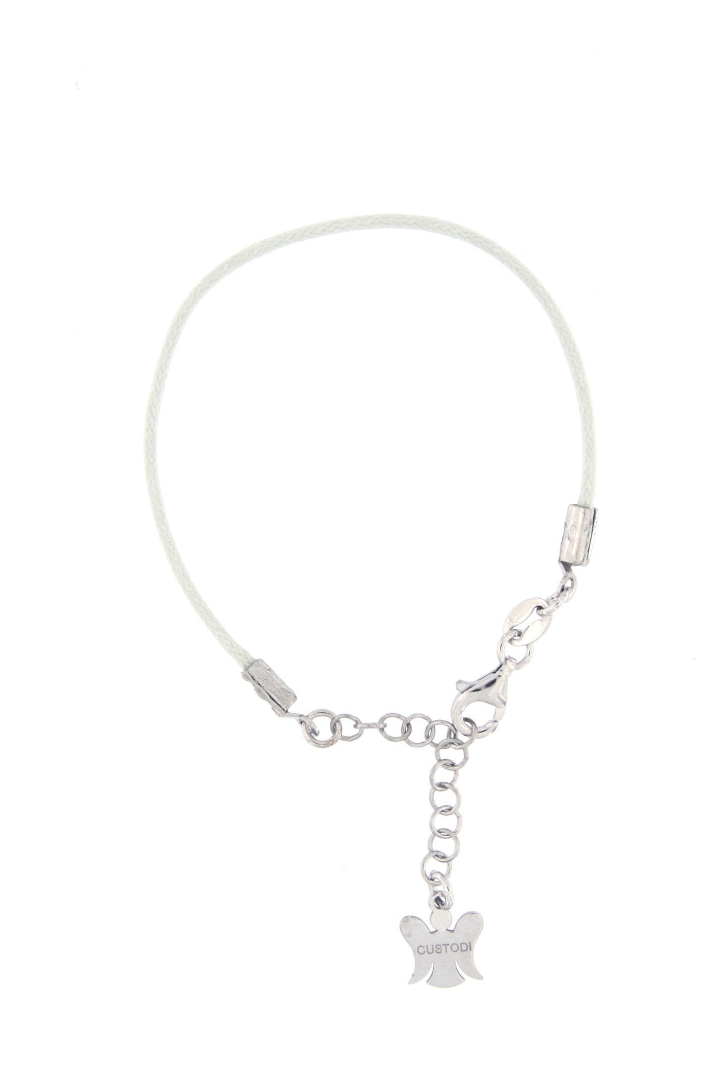 Bracciale bimbo in corda cerata e argento 925 rodiato lunghezza cm. 13+3