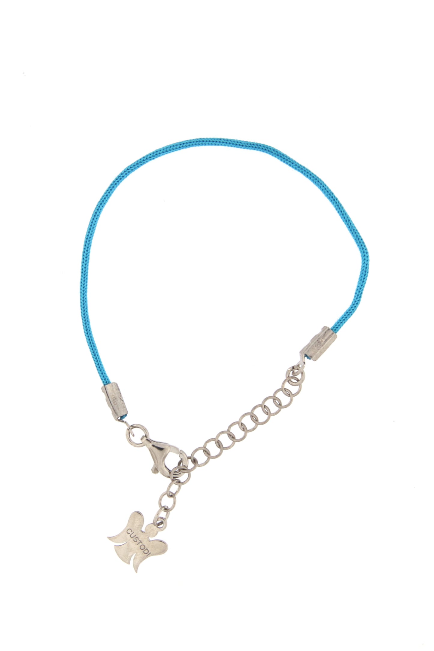 Bracciale bimbo in corda cerata e argento 925 rodiato lunghezza cm. 13+3