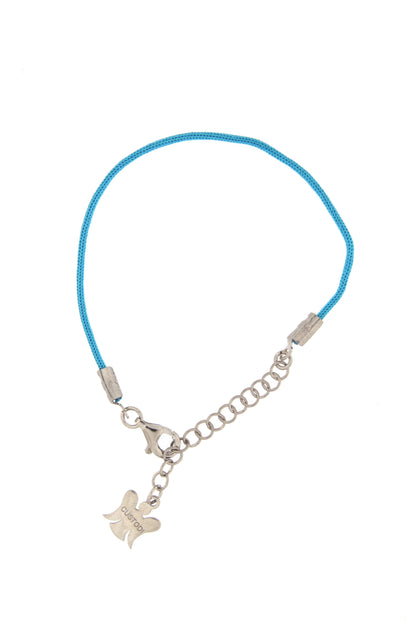Bracciale bimbo in corda cerata e argento 925 rodiato lunghezza cm. 13+3
