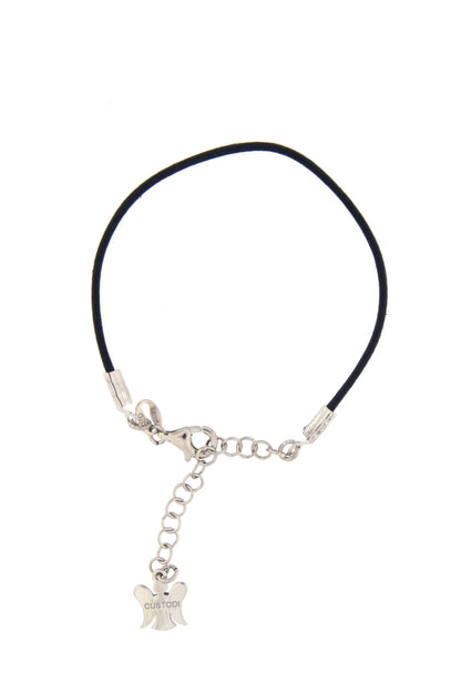 Bracciale bimbo in corda cerata e argento 925 rodiato lunghezza cm. 13+3