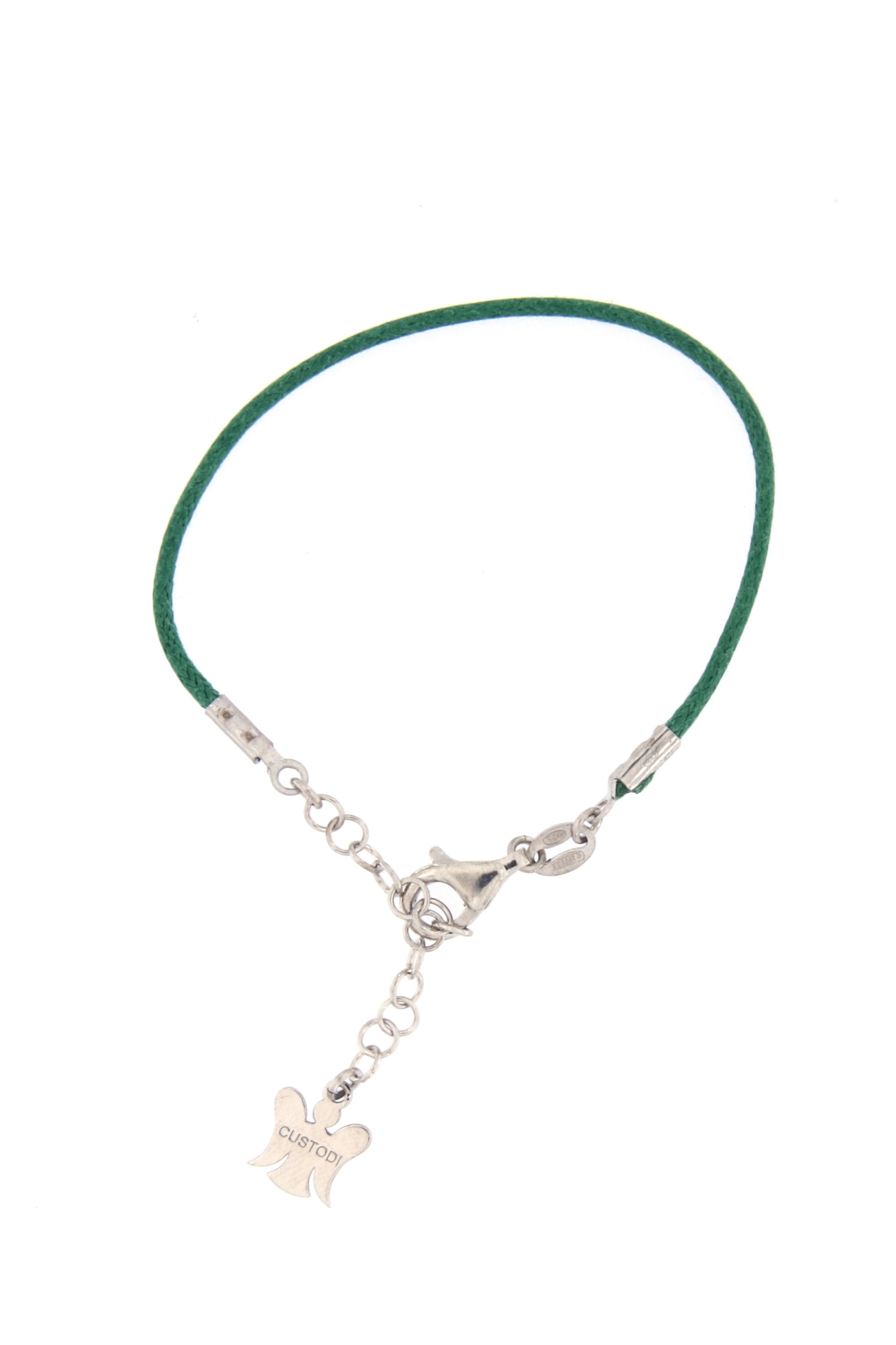 Bracciale bimbo in corda cerata e argento 925 rodiato lunghezza cm. 13+3