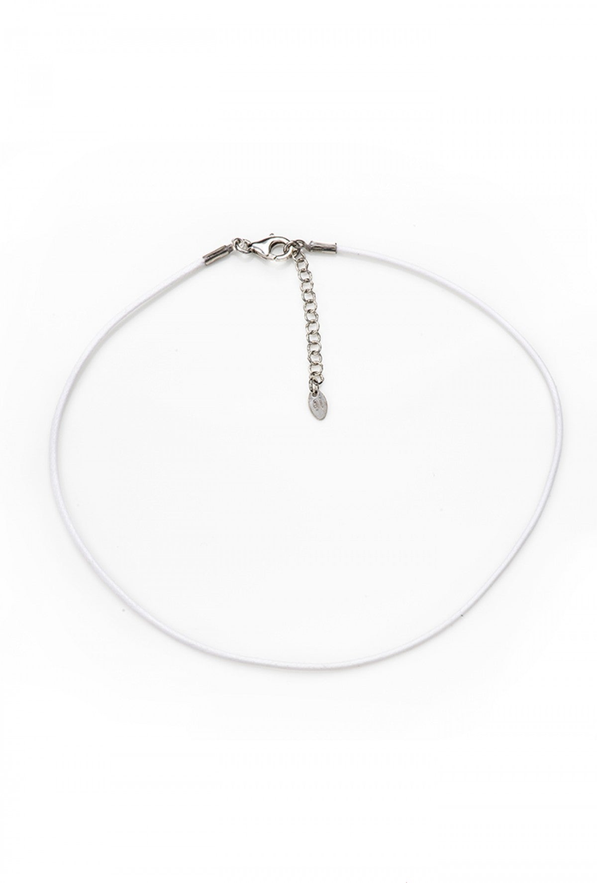Collana bimbo in corda cerata e argento 925 rodiato    lunghezza cm. 31+3