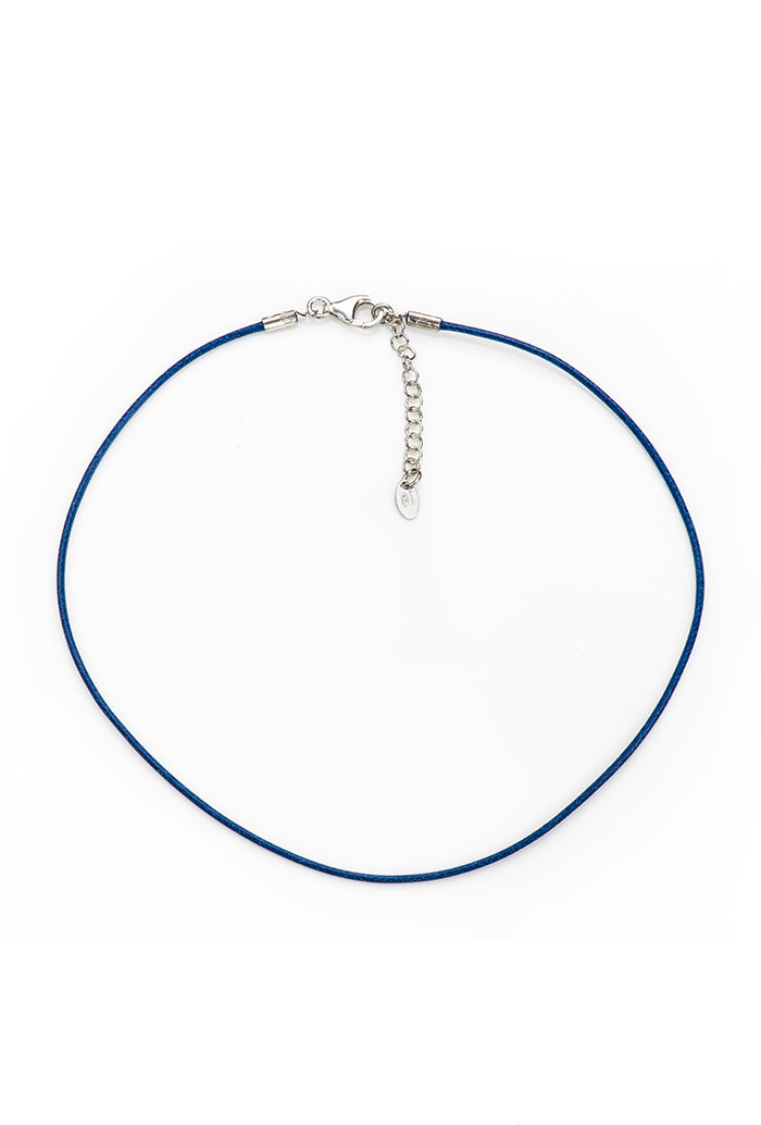 Collana bimbo in corda cerata e argento 925 rodiato    lunghezza cm. 31+3