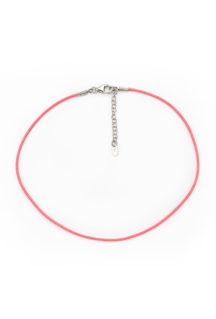 Collana bimbo in corda cerata e argento 925 rodiato    lunghezza cm. 31+3