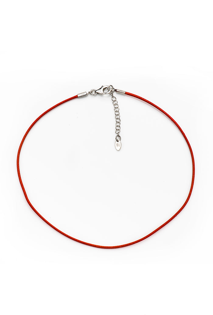 Collana bimbo in corda cerata e argento 925 rodiato    lunghezza cm. 31+3