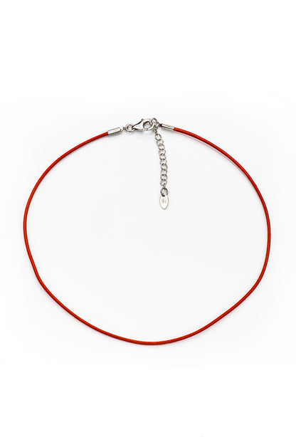 Collana bimbo in corda cerata e argento 925 rodiato    lunghezza cm. 31+3