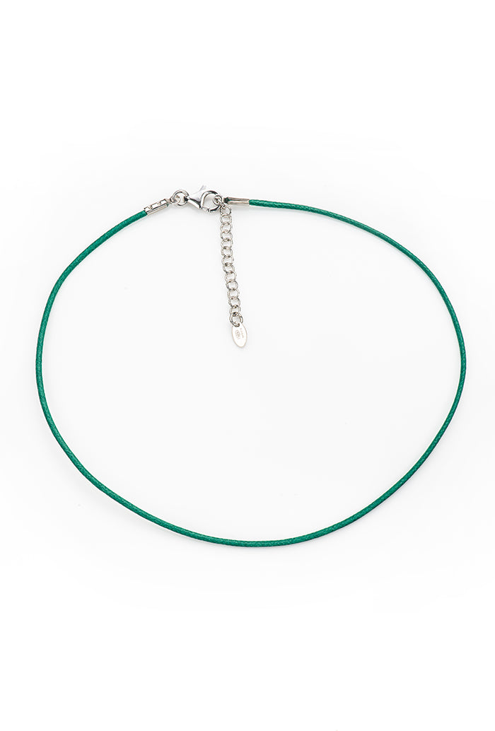 Collana bimbo in corda cerata e argento 925 rodiato    lunghezza cm. 31+3