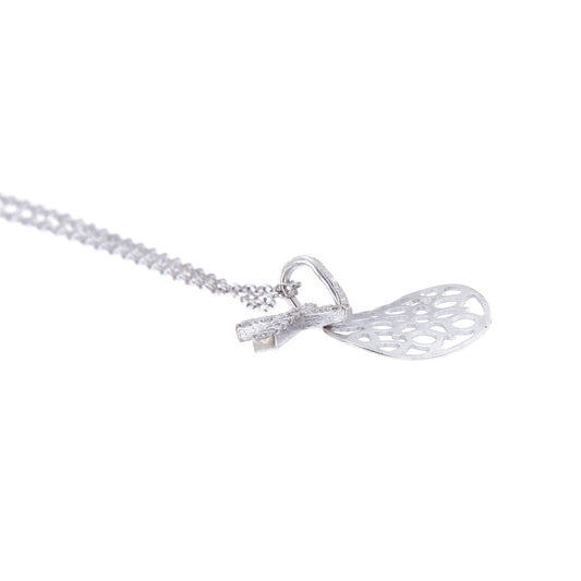 Collana croce con zirconi e cuore traforato in argento 925 rodiato. Lunghezza cm. 42+3