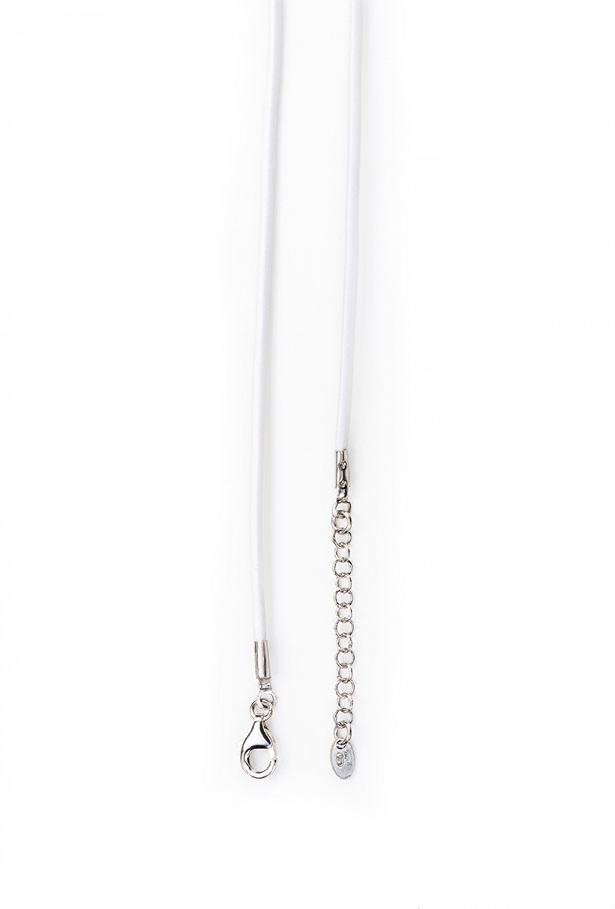 Collana in corda cerata e argento 925 rodiato. Lunghezza 45+3 cm