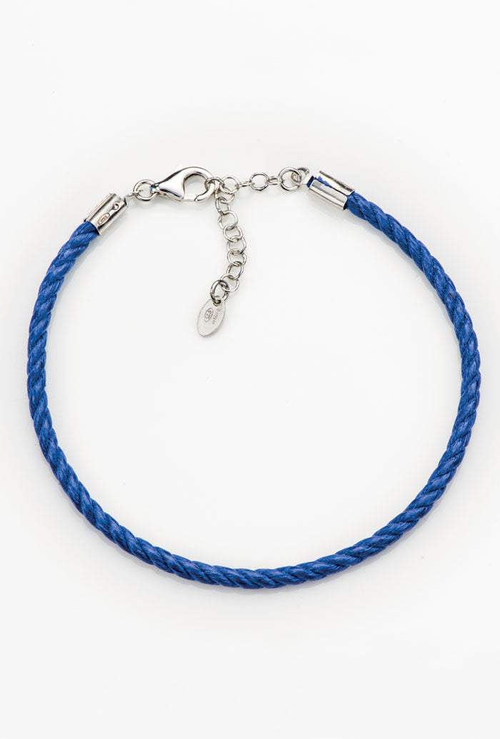 Bracciale in cordone e argento 925 rodiato. Lunghezza 19,5+3 cm