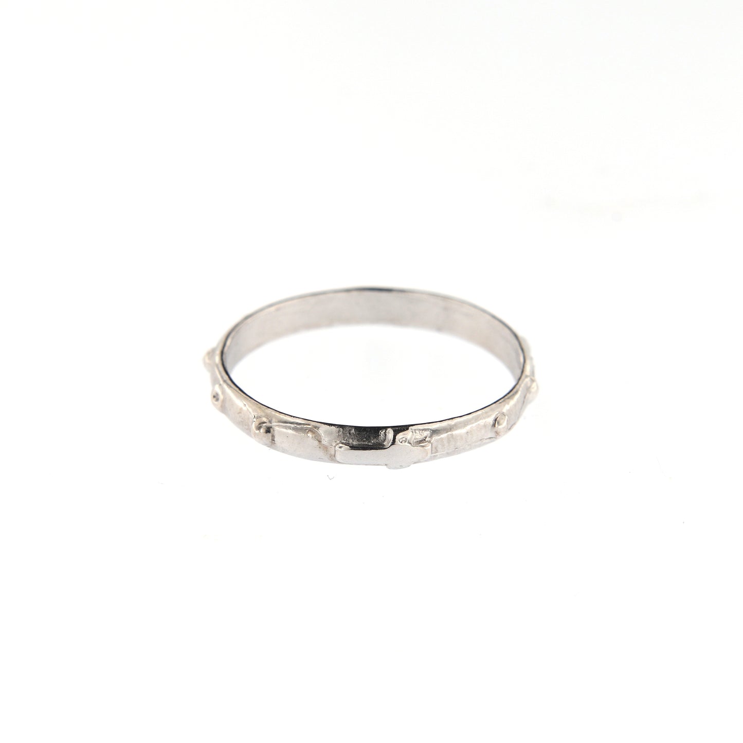 Anello decina Rosario in argento 925 rodiato. Misure varie.
