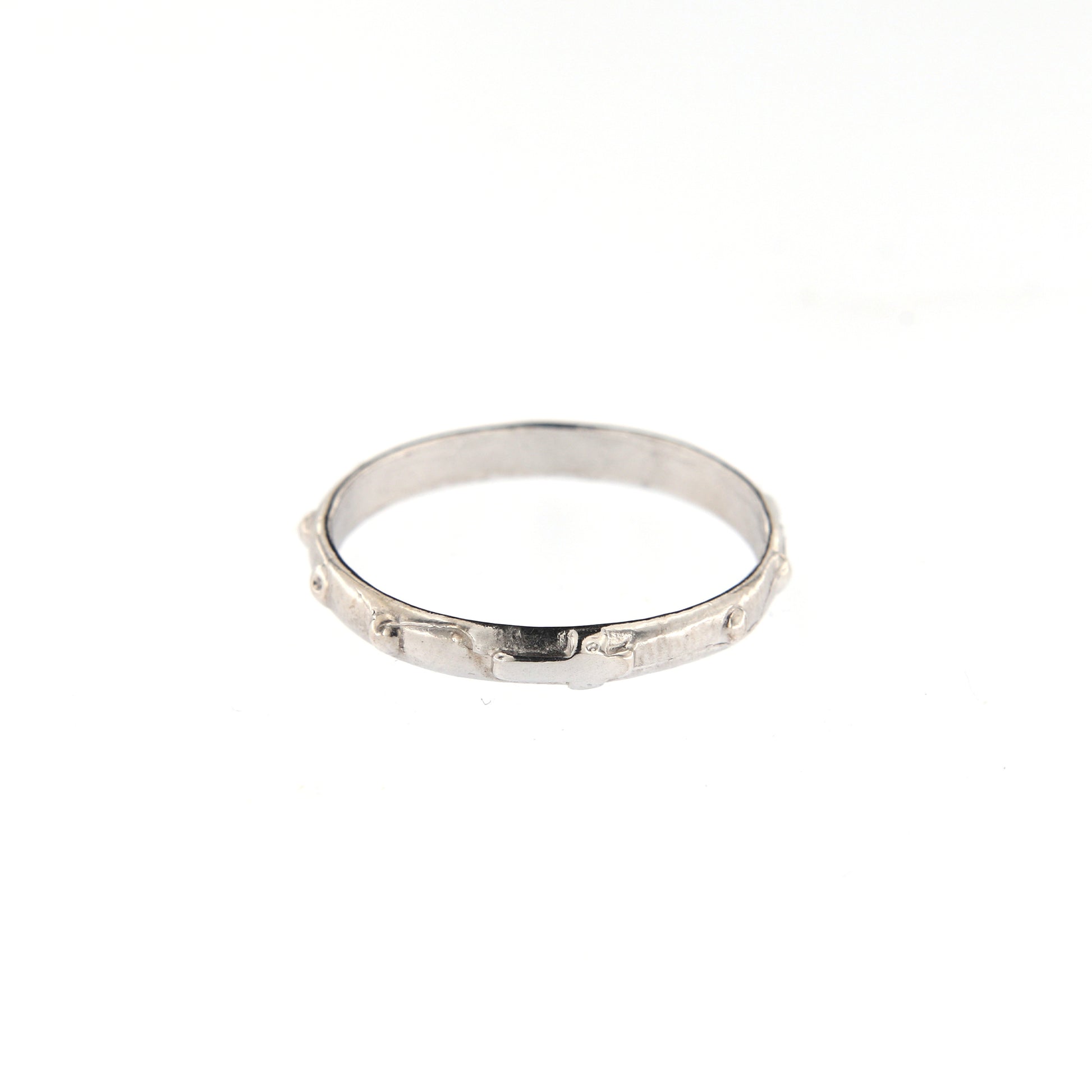 Anello decina Rosario in argento 925 rodiato. Misure varie.