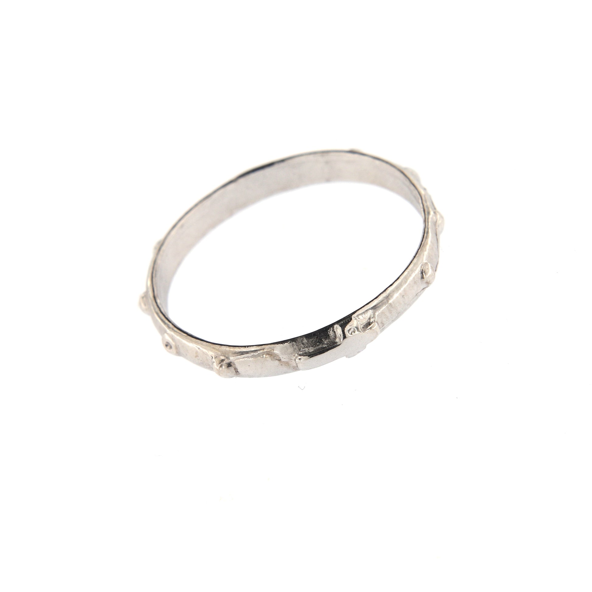 Anello decina Rosario in argento 925 rodiato. Misure varie.