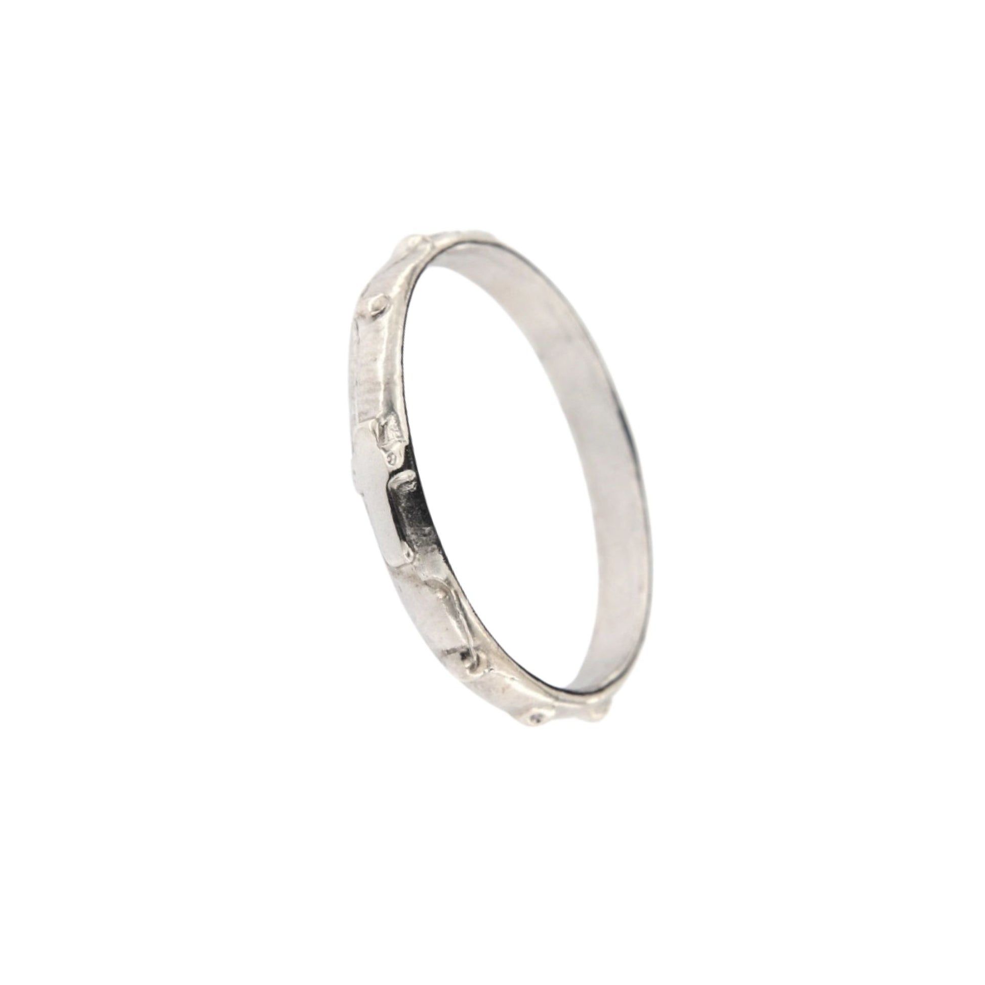 Anello decina Rosario in argento 925 rodiato. Misure varie.
