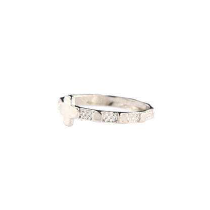 Anello "fascetta" decina Rosario in argento 925 rodiato. Misure varie
