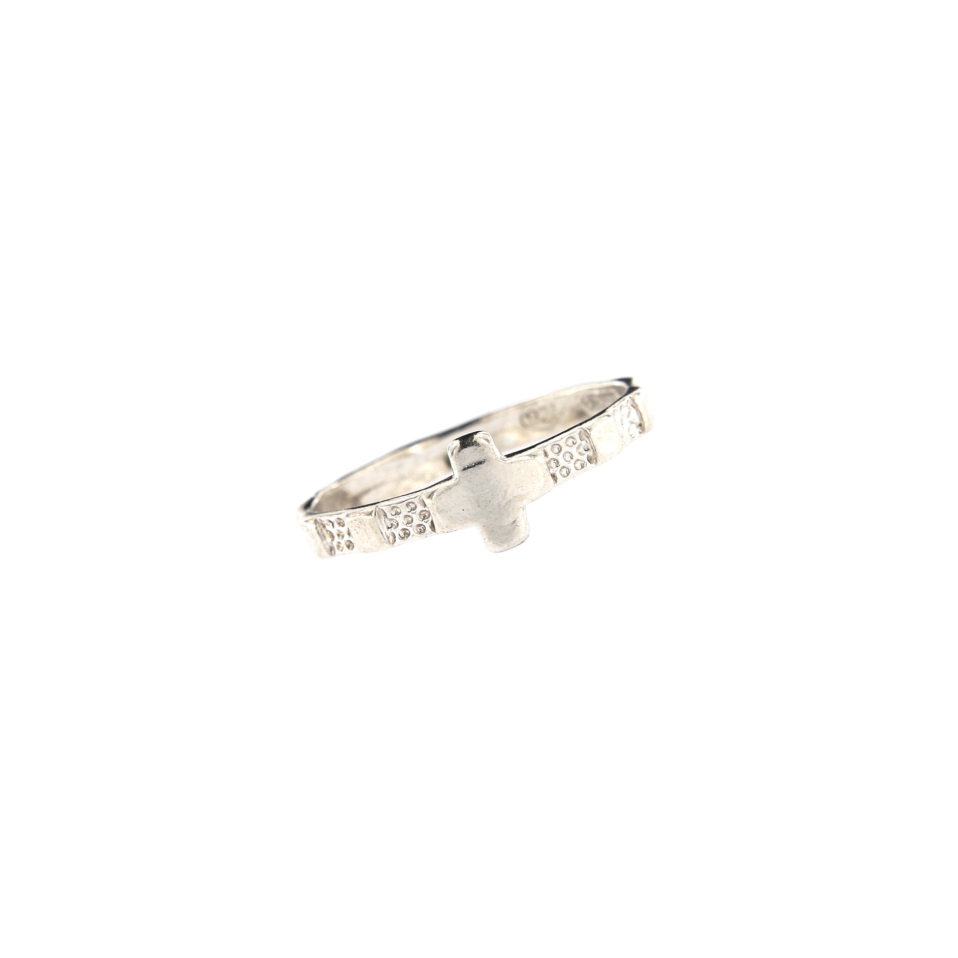Anello "fascetta" decina Rosario in argento 925 rodiato. Misure varie