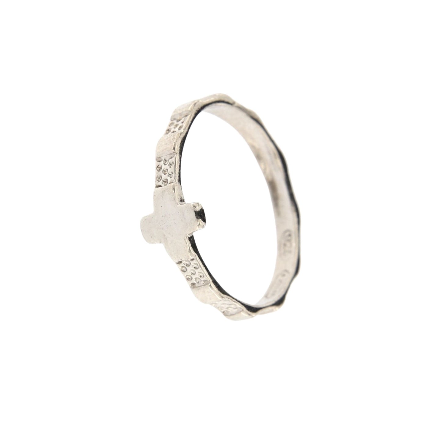 Anello "fascetta" decina Rosario in argento 925 rodiato. Misure varie