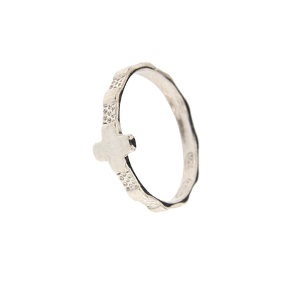 Anello "fascetta" decina Rosario in argento 925 rodiato. Misure varie