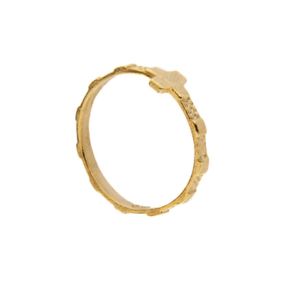 Anello "Fascetta" Decina Rosario in argento 925 rodiato dorato. Misure varie