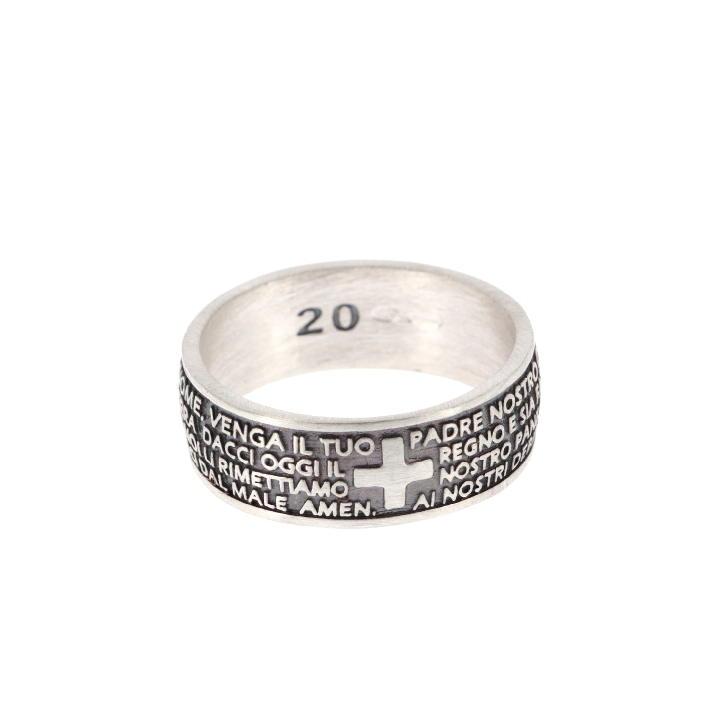 Anello con preghiera "Padre Nostro" in argento 925 invecchiato. Misure varie