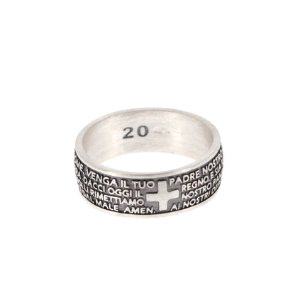 Anello con preghiera "Padre Nostro" in argento 925 invecchiato. Misure varie