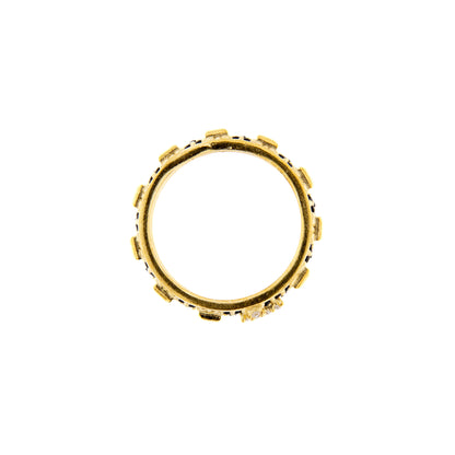 Anello Decina Rosario con zirconi neri e bianchi in argento 925 rodiato dorato. Misure varie