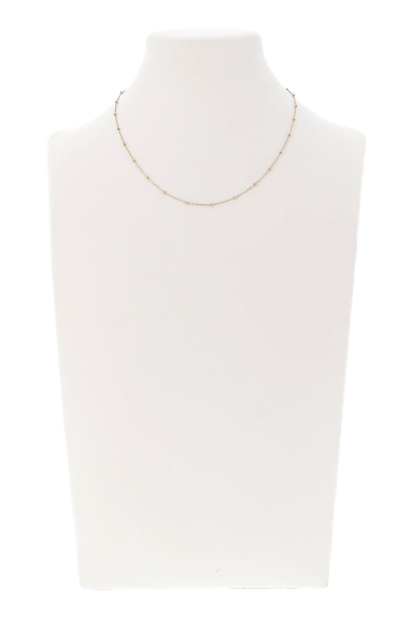 Catenina "pallinata" in argento 925 rodiato. lunghezza 42+3 cm