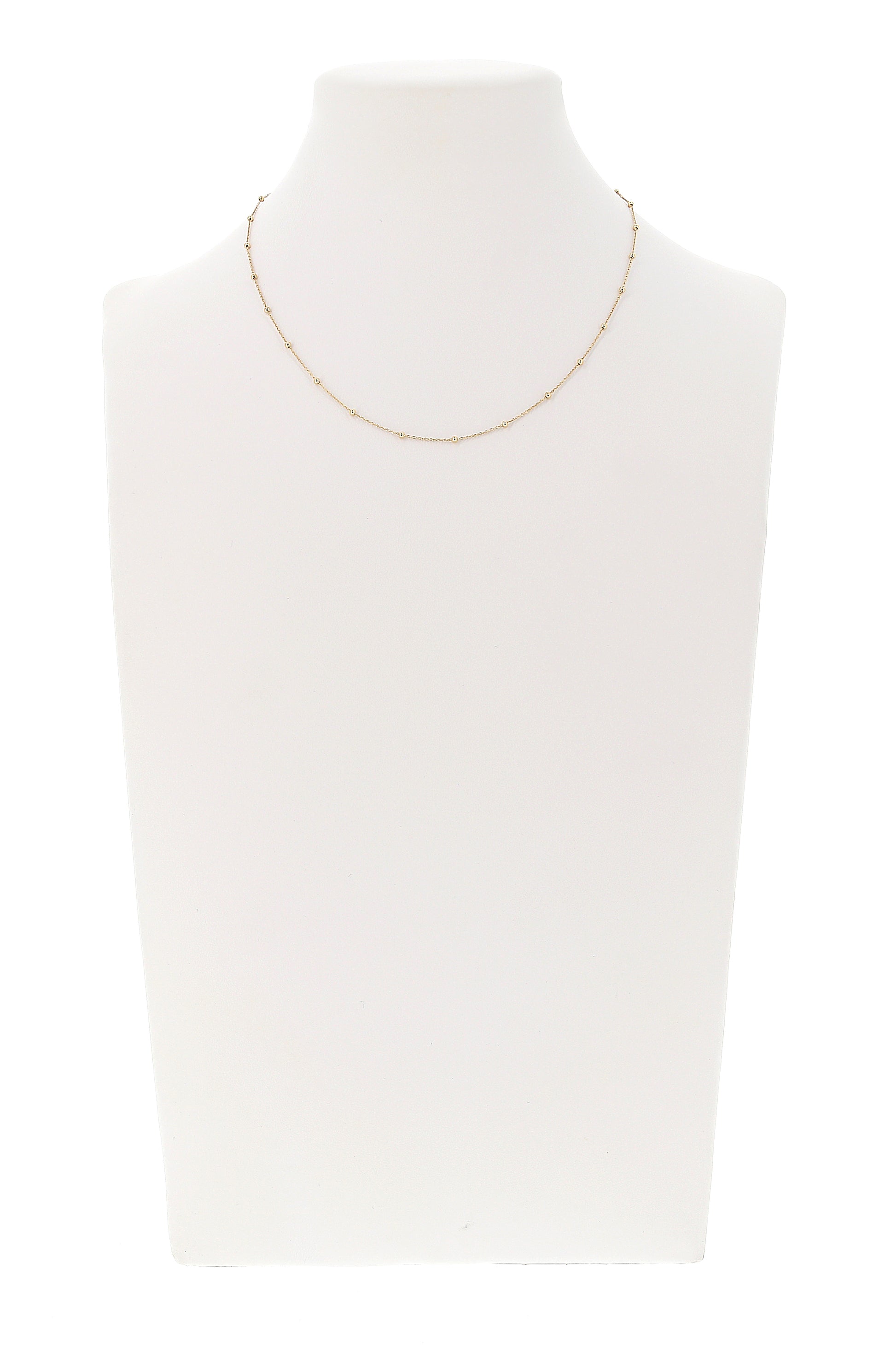 Catenina "pallinata" in argento 925 rodiato. lunghezza 42+3 cm