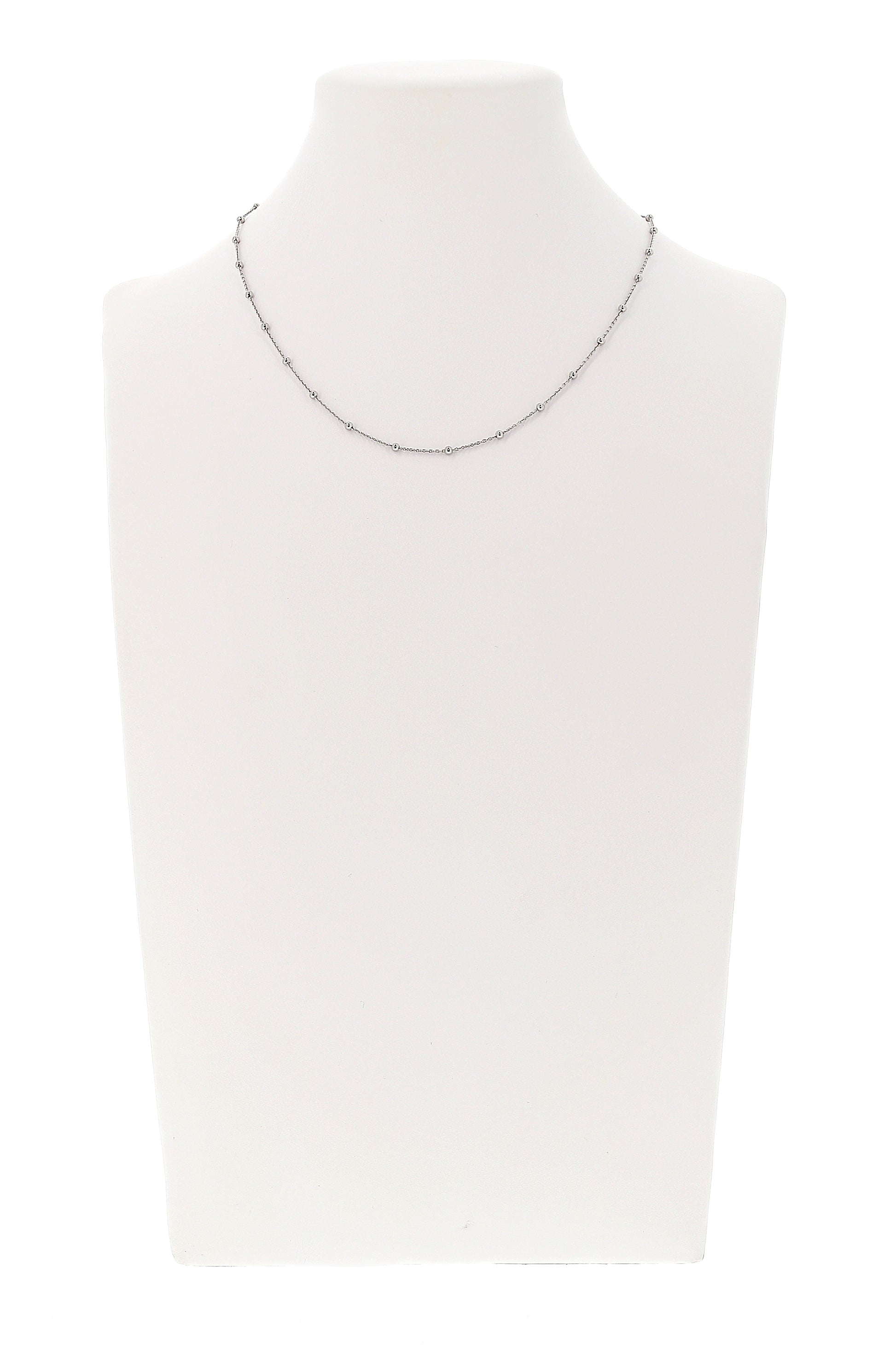 Catenina "pallinata" in argento 925 rodiato. lunghezza 42+3 cm