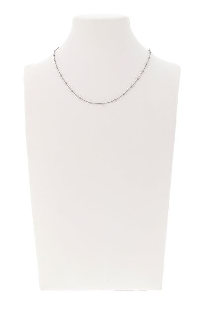 Catenina "pallinata" in argento 925 rodiato. lunghezza 42+3 cm