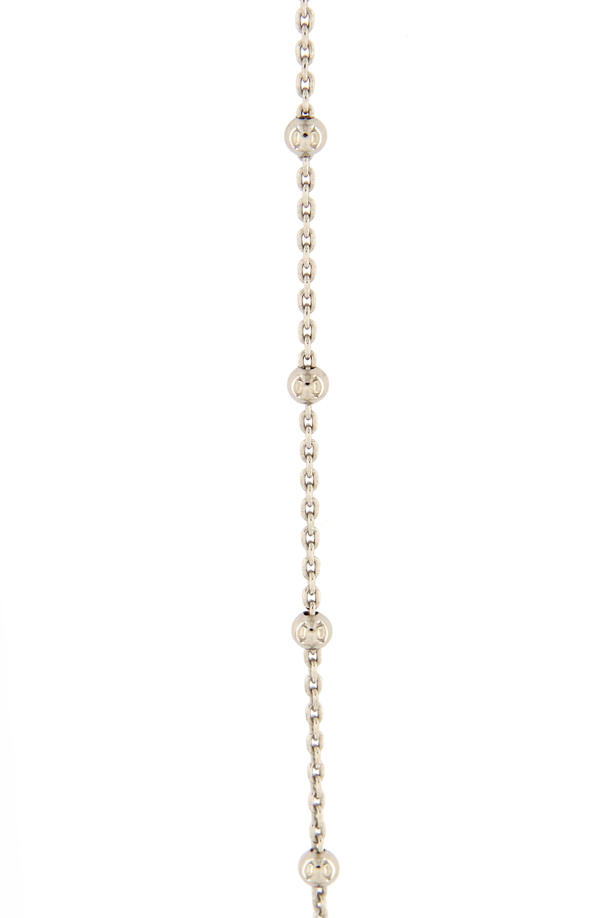Catenina "pallinata" in argento 925 rodiato. lunghezza 42+3 cm