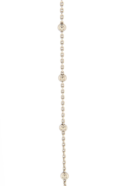 Catenina "pallinata" in argento 925 rodiato. lunghezza 42+3 cm