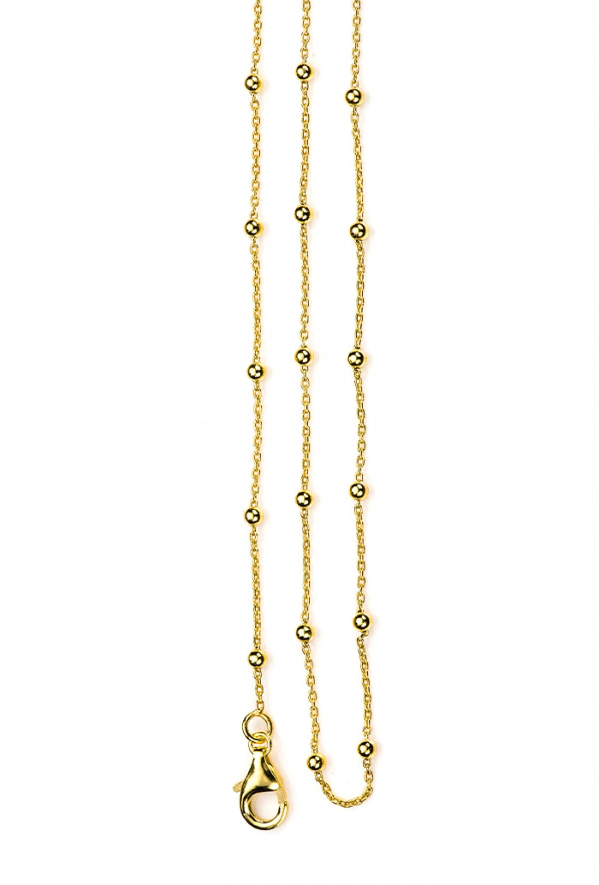 Catenina "pallinata" in argento 925 rodiato. Lunghezza 80 cm.