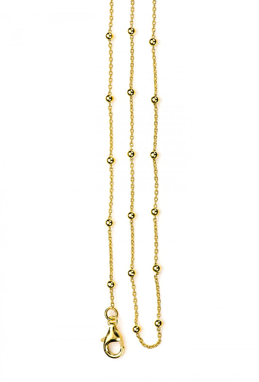 Catenina "pallinata" in argento 925 rodiato. Lunghezza 80 cm.