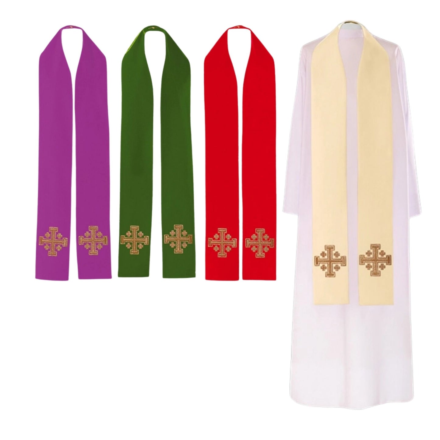Stola sacerdotale con ricamo Croce oro